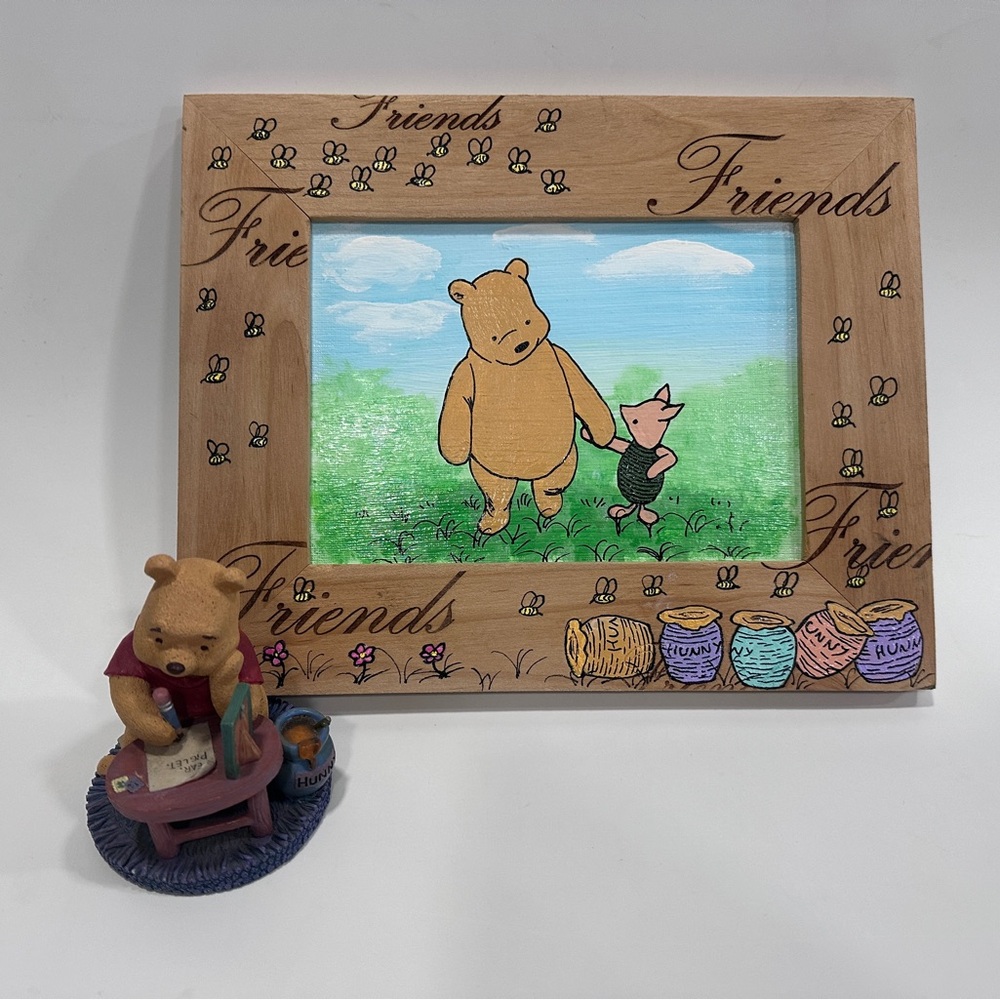 Winnie the Pooh and Piglet Friends Decorated Framed Acrylic Painting